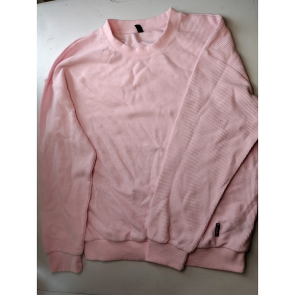 Comfrt Tops - Comfrt Waffle Knit Sweatshirt Pink Crew Neck Oversized Pullover XL